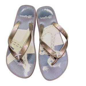 BRIGHTON Shoes Starfish Silvertone Detail Brown Flip Flops Brighton Sandals Flat